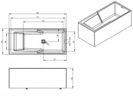Ванна акрилова Riho Still Shower Plug & Play 180x80 ліва з панеллю BD1800500000000