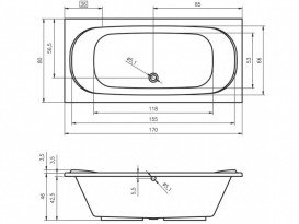 Ванна акриловая Riho Taurus прямокутна 170x80 біла BC0700500000000