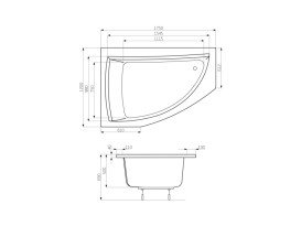 Ванна акриловая Roca Aquamarina угловая с гидромассажем Effects Gold Option белый A24T254000