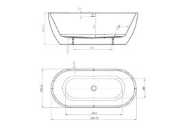 Ванна акриловая Roca Noya 165х75 см отдельностоящая белый глянец A248687000
