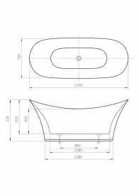 Ванна акрилова свободностоящая Roca Harmony 170x70 см білий A24T443000