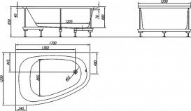 Ванна акрилова кутова асиметрична вбудована Kolpa-San Chad R 170х120 см білий 539570