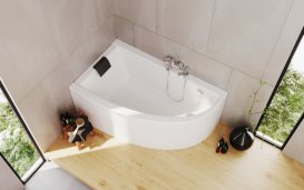 Ванна акриловая угловая PoolSpa коллекция Laura 150х90 L левая с рамой белый PWANW10ZS000000