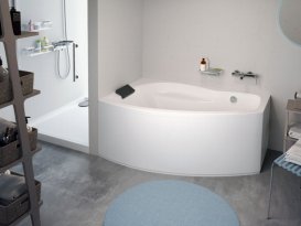 Ванна акриловая угловая PoolSpa коллекция Nicole 150х90 L левая с ножками белый PWANM10ZN000000