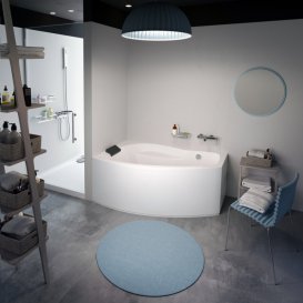 Ванна акриловая угловая PoolSpa коллекция Nicole 160х80 L левая с рамой белый PWAOE10ZS000000