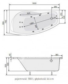 Ванна акриловая угловая PoolSpa коллекция Nicole 160х80 L левая с рамой белый PWAOE10ZS000000