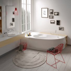 Ванна акрилова кутова PoolSpa колекція Europa 165х105 L ліва з рамою білий PWA4810ZS000000