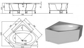 Ванна акриловая угловая встраиваемая Kolpa-San Evelin 140х140 см белый 570400