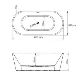 Ванна акриловая VBI Etna отдельностоящая 180х80 см белый VBI-070118
