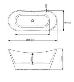 Ванна акрилова VBI Marmolada окремо 180х80 см білий VBI-071018