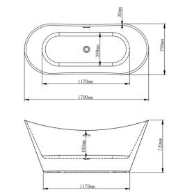 Ванна акрилова VBI Marmolada окремо 170х75 см чорний VBI-071117