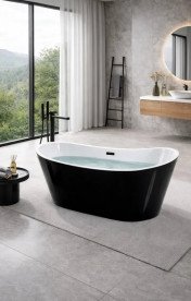 Ванна акрилова VBI Marmolada окремостояча 170х75 см чорний/білий VBI-070317