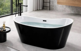 Ванна акрилова VBI Marmolada окремостояча 170х75 см чорний/білий VBI-070317