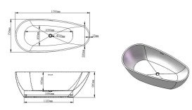 Ванна акриловая VBI Vettore отдельностоящая 170х75 см белый VBI-070617