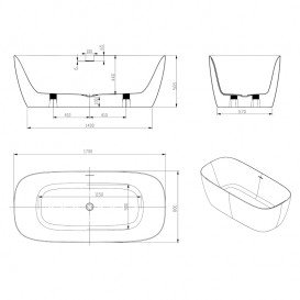 Ванна акрилова Volle 170х80 з сифоном глянцевий білий 12-22-808