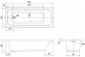 Ванна акрилова Volle Altea 160x70 без ніжок білий TS-1670448