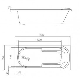 Ванна акрилова Volle Iberia 150х75 см білий TS-1572140