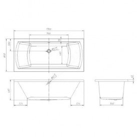 Ванна акриловая Volle Teo 170х80 прямоугольная белый TS-1780500