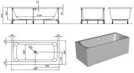 Ванна акриловая встраиваемая прямоугольная Kolpa-San Bell E2 180x90 см белый 596040