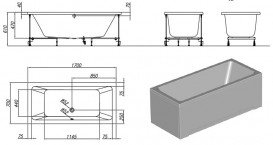 Ванна акрилова вбудована прямокутна Kolpa-San Elektra 170x70 см білий 740680