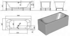 Ванна акриловая встраиваемая прямоугольная Kolpa-San Destiny 180x80 см белый 571040