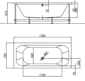 Ванна акриловая встраиваемая прямоугольная Kolpa-San Destiny 170x75 см белый 571030