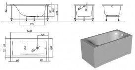 Ванна акриловая встраиваемая прямоугольная Kolpa-San Evelin 140x70 см белый 593370