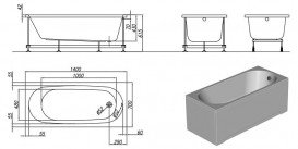 Ванна акрилова вбудована прямокутна Kolpa-San Tamia 140х70 см білий 752910