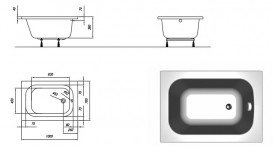 Ванна акриловая встраиваемая прямоугольная Kolpa-San Mini 100x70 см белый 945547