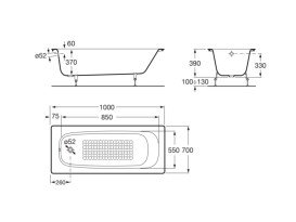 Ванна чавунна Roca Continental 100х70 см білий A211507001