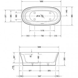 Ванна Duravit Cape Cod из искусственного камня DuraSolid 185,5х88,5 см белый 700330000000000