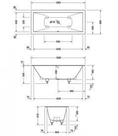 Ванна Duravit DuraSquare из искусственного камня DuraSolid 180х80 см белый 700426000000000