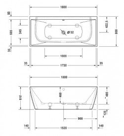 Ванна Duravit DuraSquare зі штучного каменю DuraSolid 180х80 см білий 700429000000000