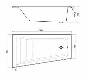 Ванна гідромасажна акрилова асиметрична Roca Easy Smart Water Plus ліва 150х80 см білий A24T285000