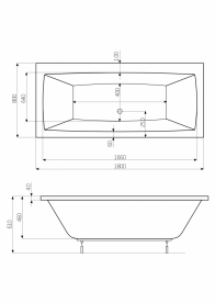 Ванна гідромасажна акрилова прямокутна Roca Vita Smart WaterAir Plus 180х80 см білий A24T078000
