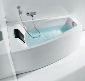 Ванна гідромасажна акрилова кутова Roca Hall Effects Titanium 150х100 см ліва білий A24T405000