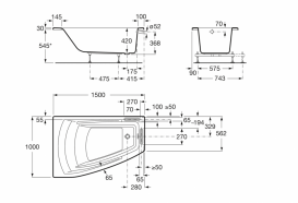 Ванна гидромассажная акриловая угловая Roca Hall Smart Water Plus 150х100 см левая белый A24T401000