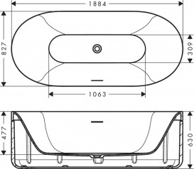 Ванна Hansgrohe Axor Suite Basins & Bathtub із штучного каменю SolidSurface 190х85 см білий/матовий чорний 42005670