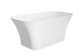 Ванна зі штучного каменю Besco Assos 160х70 см із сифоном клік-клак хром Mineral DuraBe білий глянсовий #WMD-160-A