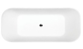 Ванна зі штучного каменю Besco Assos 160х70 см із сифоном клік-клак хром Mineral DuraBe білий глянсовий #WMD-160-A