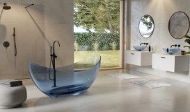 Ванна Besco Axya 180х80 см с сифоном клик-клак хром ResiCast Blue Wave #WAA-180-BWC