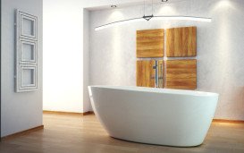 Ванна зі штучного каменю Besco Goya 160х70 см із сифоном збройовий метал Mineral DuraBe глянсовий білий #WMD-160-GGR