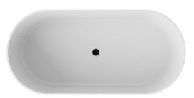 Ванна зі штучного каменю Besco Lova 160х74 см із сифоном клік-клак графіт Mineral DuraBe чорний глянсовий/білий глянсовий #WWM160LBKGR