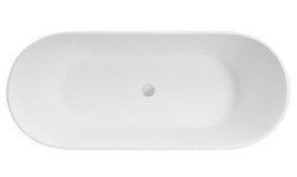 Ванна зі штучного каменю Besco Moya 160х70 см із сифоном клік-клак хром Mineral DuraBe білий матовий #WMMB-160M