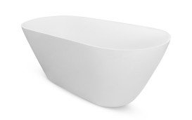 Ванна из искусственного камня Besco Moya 160х70 см с сифоном оружейный металл Mineral DuraBe матовый белый/глянцевый белый #WMMB-160MGR