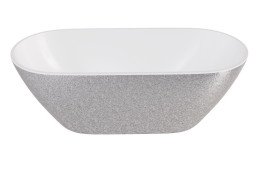 Ванна из искусственного камня Besco Moya 160х70 см с сифоном хром Mineral DuraBe серебро/глянцевый белый #WMD-160-MS