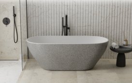 Ванна из искусственного камня Besco Moya 160х70 см с сифоном хром Mineral DuraBe серебро/глянцевый белый #WMD-160-MS