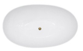 Ванна из искусственного камня Besco Siya 172х100 см с сифоном клик-клак золото Mineral DuraBe черный глянцевый/белый глянцевый #WMD-172-SWG