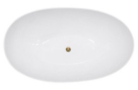 Ванна из искусственного камня Besco Siya 172х100 см с сифоном клик-клак золото Mineral DuraBe черный матовый/белый глянцевый #WMMC-172SKG