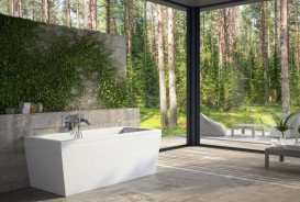 Ванна из искусственного камня Besco Vena 170х75 см с сифоном клик-клак хром санитарный композит белый глянцевый #WKVE-170-WS